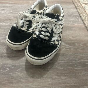 Vans Black and White Checkered Lace-Up Sneakers